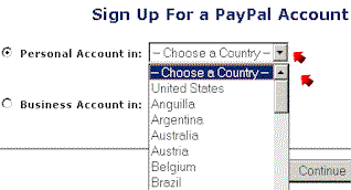 PayPal select country
